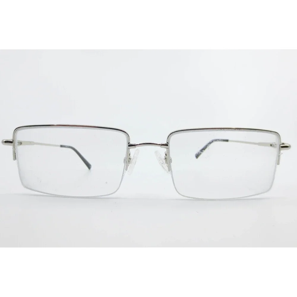 Design Italy J212 Silver Rectangular Semi Rimless Eyeglass Frames 52-17-140